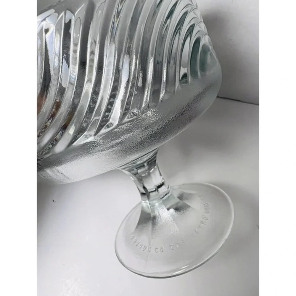 Vintage EO Brody Clear Glass Swirl Compote Pedestal Bowl